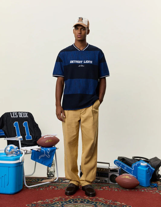 T-SHIRT JACQUARD - bleu