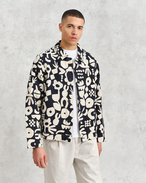 wax jacket geo navy