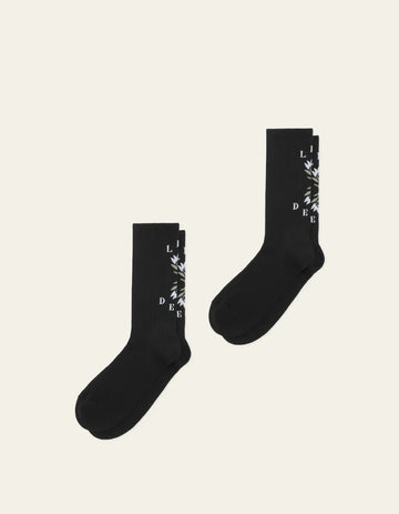 LES DEUX flower socks pack "black"