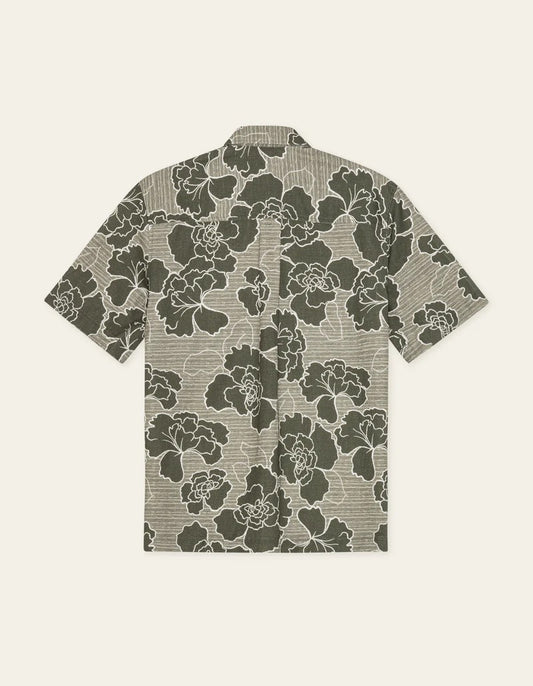 LES DEUX Charlie Poppy AOP SS Shirt  "olive"