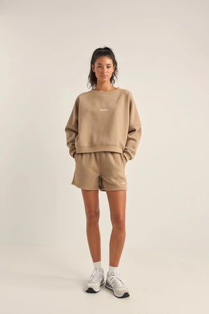 sweat crop top oversize taupe
