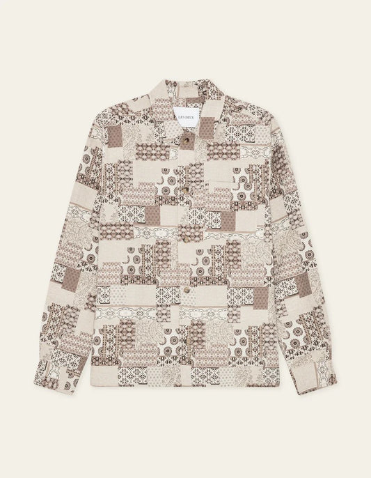 Layton Patchwork Jacquard Overshirt light sand